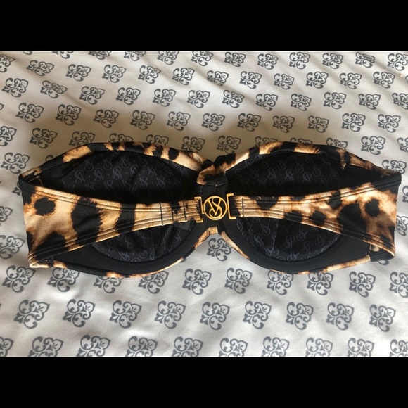 VS strapless padded leopard cheetah animal print bikini top. 34C - Picture 2 of 3
